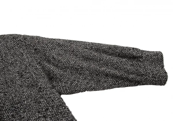 イヴサンローランYves Saint Laurent ツイードスタンドカラーダブルコート 白黒グレーS K-107976_005