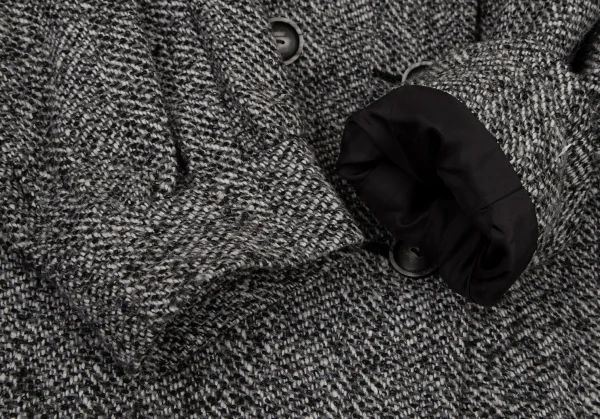 イヴサンローランYves Saint Laurent ツイードスタンドカラーダブルコート 白黒グレーS K-107976_006