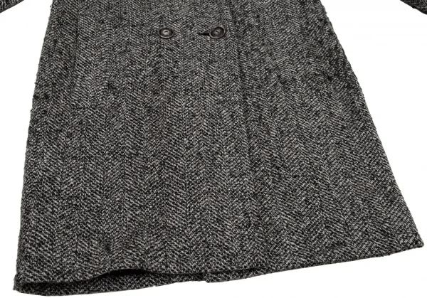 イヴサンローランYves Saint Laurent ツイードスタンドカラーダブルコート 白黒グレーS K-107976_008