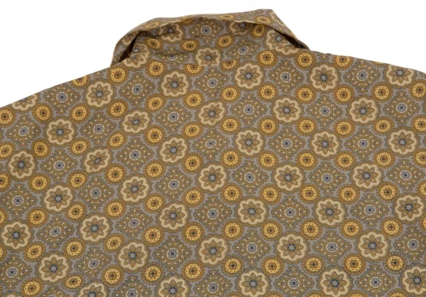 バーバリーズBurberrys' ダマスクプリントフライフロントシャツ からしグレー9 K-107979_011