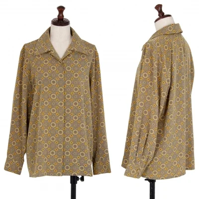 バーバリーズBurberrys' ダマスクプリントフライフロントシャツ からしグレー