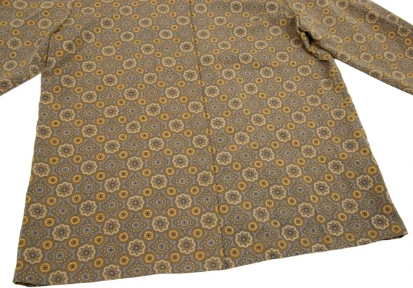 バーバリーズBurberrys' ダマスクプリントフライフロントシャツ からしグレー9 K-107979_008