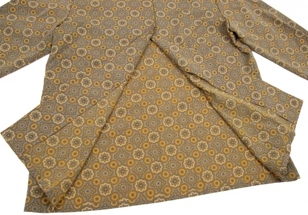 バーバリーズBurberrys' ダマスクプリントフライフロントシャツ からしグレー9 K-107979_009