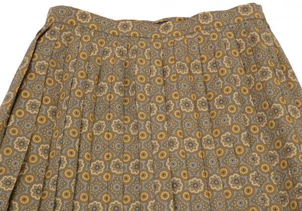 バーバリーズBurberrys' ダマスクプリントプリーツスカート からしグレー11 K-107980_003