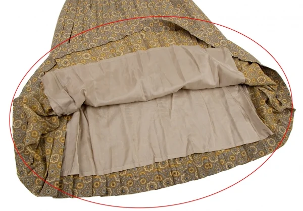 バーバリーズBurberrys' ダマスクプリントプリーツスカート からしグレー11 K-107980_006