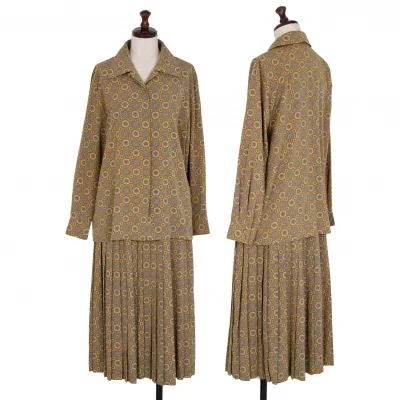 バーバリーズBurberrys' ダマスクプリントフライフロントシャツセットアップ からしグレー