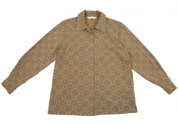 バーバリーズBurberrys' ダマスクプリントフライフロントシャツセットアップ からしグレー9・11 K-107981_003