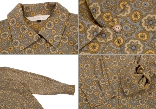 バーバリーズBurberrys' ダマスクプリントフライフロントシャツセットアップ からしグレー9・11 K-107981_005
