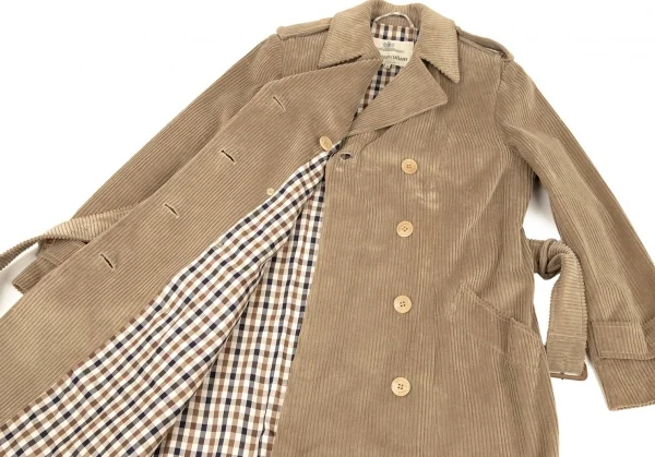 アクアスキュータムAquascutum 裏チェックコーデュロイロングトレンチコート モカ8 K-107983_012