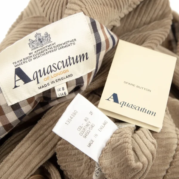 アクアスキュータムAquascutum 裏チェックコーデュロイロングトレンチコート モカ8 K-107983_019