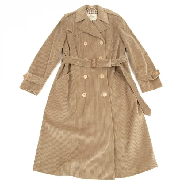 アクアスキュータムAquascutum 裏チェックコーデュロイロングトレンチコート モカ8 K-107983_002