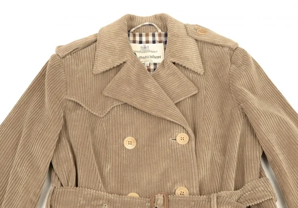 アクアスキュータムAquascutum 裏チェックコーデュロイロングトレンチコート モカ8 K-107983_003