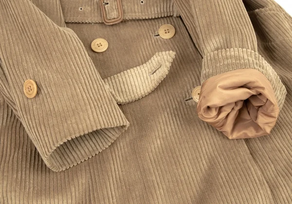 アクアスキュータムAquascutum 裏チェックコーデュロイロングトレンチコート モカ8 K-107983_007