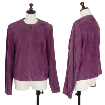 Kオブクリツィア K OF KRIZIA シープスウェードジップアップノーカラージャケット 紫
