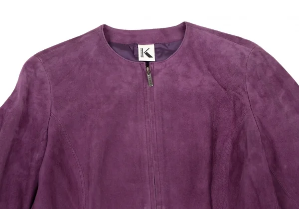 Kオブクリツィア K OF KRIZIA シープスウェードジップアップノーカラージャケット 紫42 K-107985_003