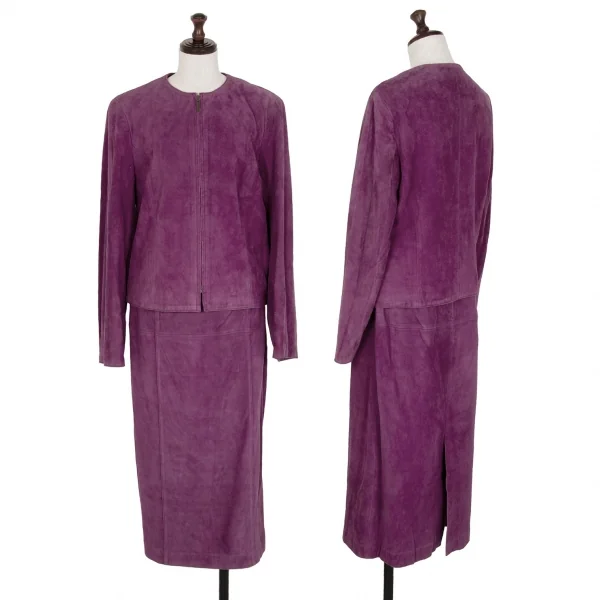 Kオブクリツィア K OF KRIZIA シープスウェードパネル切替スカート 紫42 K-107986_018