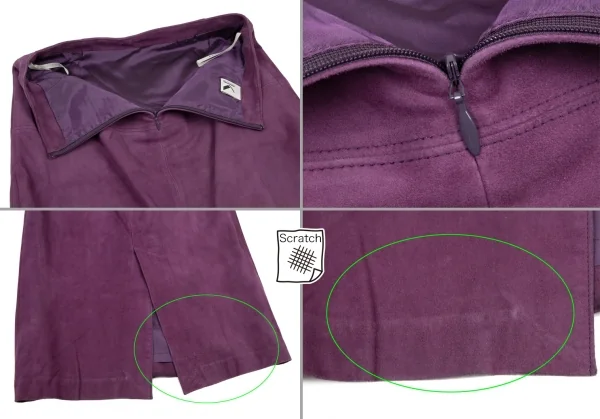 Kオブクリツィア K OF KRIZIA シープスウェードジップアップノーカラーセットアップスーツ 紫42 K-107987_014