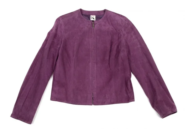 Kオブクリツィア K OF KRIZIA シープスウェードジップアップノーカラーセットアップスーツ 紫42 K-107987_003