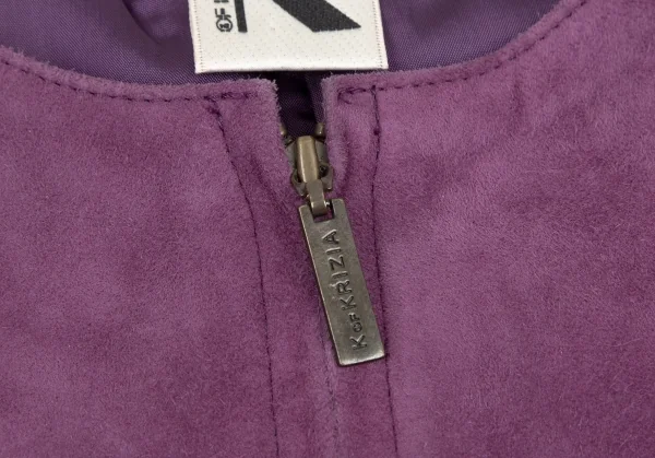 Kオブクリツィア K OF KRIZIA シープスウェードジップアップノーカラーセットアップスーツ 紫42 K-107987_005