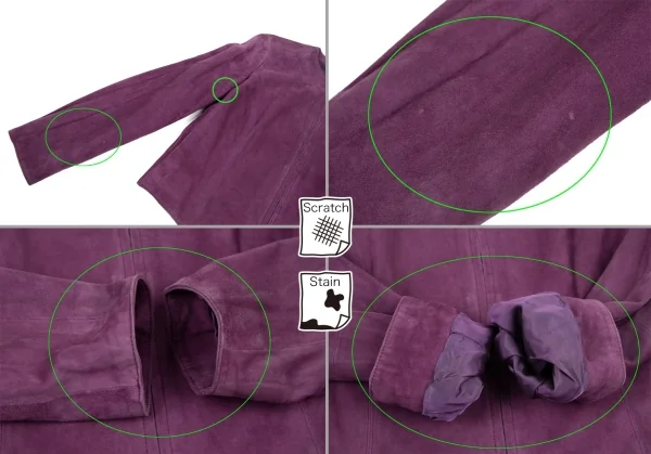 Kオブクリツィア K OF KRIZIA シープスウェードジップアップノーカラーセットアップスーツ 紫42 K-107987_006