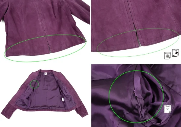 Kオブクリツィア K OF KRIZIA シープスウェードジップアップノーカラーセットアップスーツ 紫42 K-107987_007