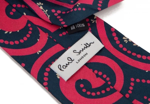 ポールスミスPaul Smith LONDON シルクトライバルドットネクタイ 紺ピンク K-108007_007
