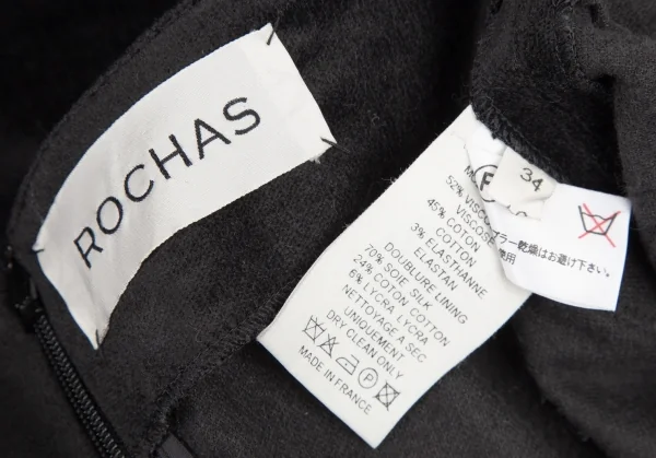 ロシャスROCHAS ストレッチベロアリーフパッチストレートパンツ 黒34 K-108008_011