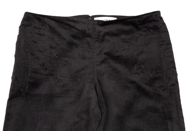 ロシャスROCHAS ストレッチベロアリーフパッチストレートパンツ 黒34 K-108008_002