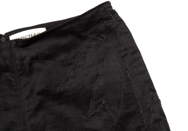 ロシャスROCHAS ストレッチベロアリーフパッチストレートパンツ 黒34 K-108008_003