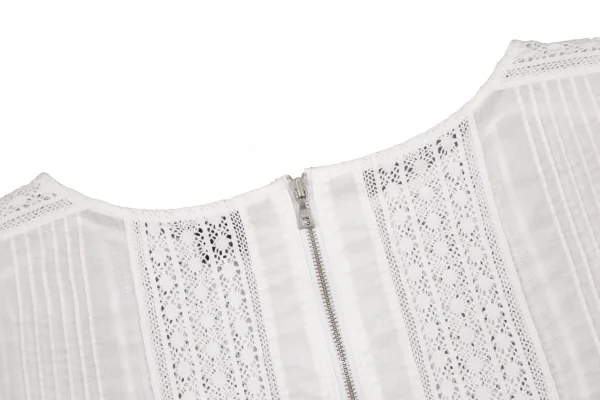 セオリーTheory レース切替ピンタック布帛ジップTシャツ 白S K-108009_008