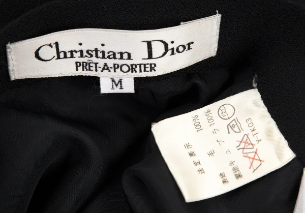 クリスチャンディオールChristian Dior ウールジョーゼット切替デザインスカート 濃紺M K-108018_014