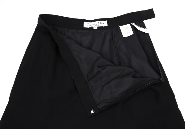 クリスチャンディオールChristian Dior ウールジョーゼット切替デザインスカート 濃紺M K-108018_005