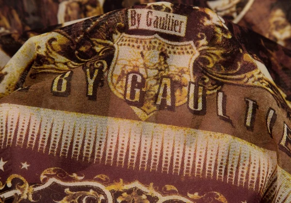 ジャンポールゴルチエJean Paul GAULTIER PARIS インディアングラフィックプリントパワーネットカーディガン ベージュ40 K-108021_015