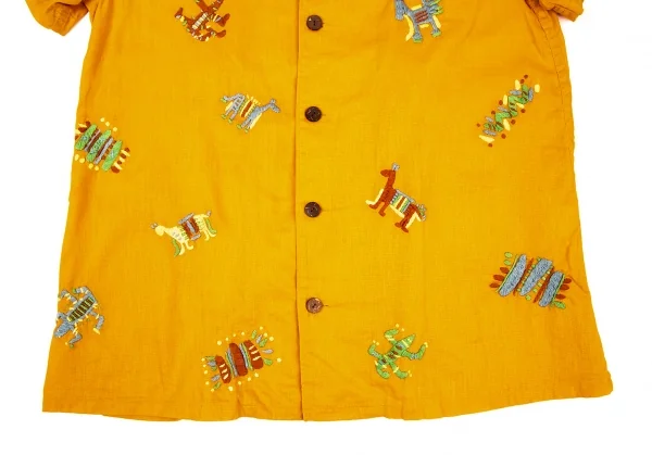 ハイスポーティングギア ミヤケデザインスタジオHAI SPORTING GEAR MIYAKE DESIGN STUDIO コットンリネン刺繍オープンカラーシャツ マスタードM K-108038_011