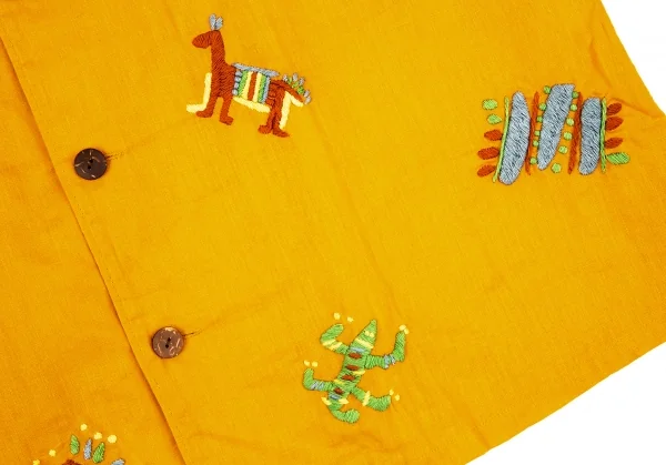 ハイスポーティングギア ミヤケデザインスタジオHAI SPORTING GEAR MIYAKE DESIGN STUDIO コットンリネン刺繍オープンカラーシャツ マスタードM K-108038_013
