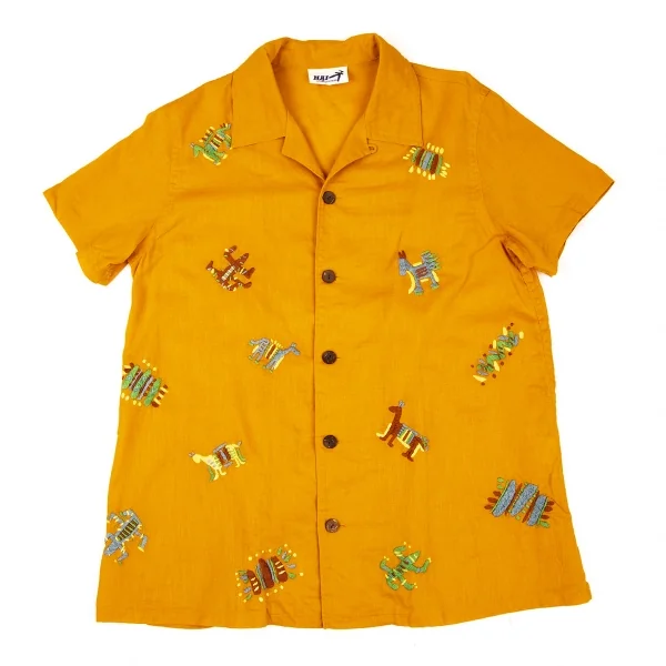 ハイスポーティングギア ミヤケデザインスタジオHAI SPORTING GEAR MIYAKE DESIGN STUDIO コットンリネン刺繍オープンカラーシャツ マスタードM K-108038_002
