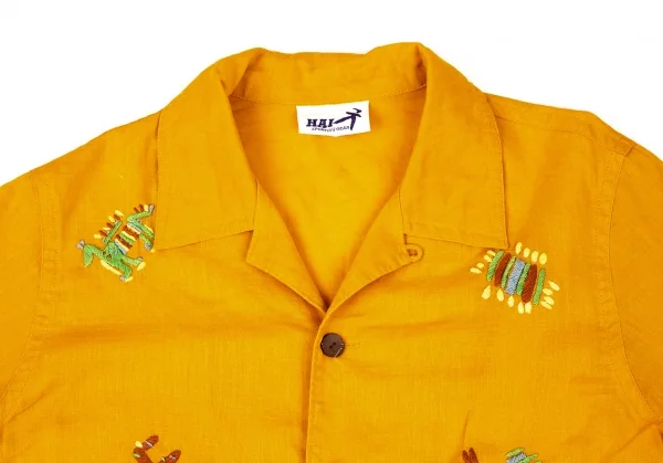 ハイスポーティングギア ミヤケデザインスタジオHAI SPORTING GEAR MIYAKE DESIGN STUDIO コットンリネン刺繍オープンカラーシャツ マスタードM K-108038_003