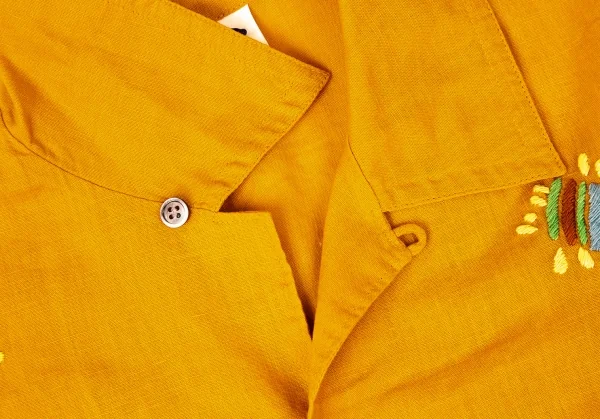 ハイスポーティングギア ミヤケデザインスタジオHAI SPORTING GEAR MIYAKE DESIGN STUDIO コットンリネン刺繍オープンカラーシャツ マスタードM K-108038_004