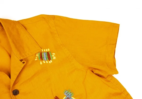 ハイスポーティングギア ミヤケデザインスタジオHAI SPORTING GEAR MIYAKE DESIGN STUDIO コットンリネン刺繍オープンカラーシャツ マスタードM K-108038_007