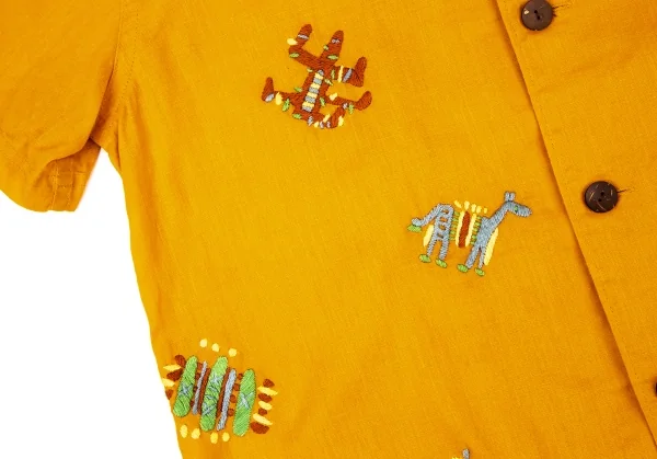 ハイスポーティングギア ミヤケデザインスタジオHAI SPORTING GEAR MIYAKE DESIGN STUDIO コットンリネン刺繍オープンカラーシャツ マスタードM K-108038_009