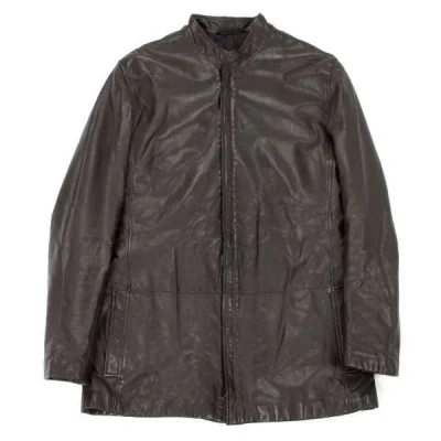 Black tag Giorgio Armani Lamb leather zip coat