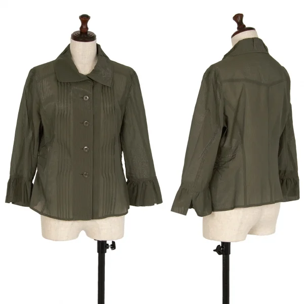 エヴェックス バイ クリツィアEVEX by KRIZIA ラメストライプタックブラウス 茶 カーキ42 K-108040_001