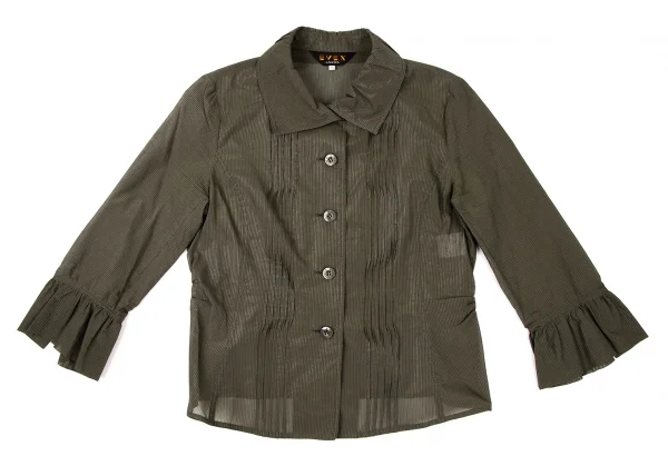 エヴェックス バイ クリツィアEVEX by KRIZIA ラメストライプタックブラウス 茶 カーキ42 K-108040_002