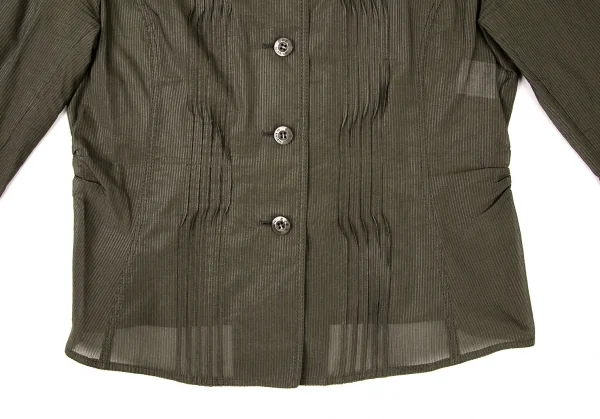 エヴェックス バイ クリツィアEVEX by KRIZIA ラメストライプタックブラウス 茶 カーキ42 K-108040_008