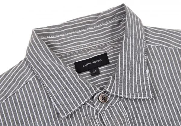 ジョセフ オムJOSEPH HOMME ストレッチリネンコットンストライプシャツ グレー白46 K-108047_003
