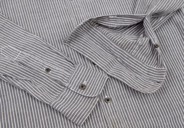 ジョセフ オムJOSEPH HOMME ストレッチリネンコットンストライプシャツ グレー白46 K-108047_007