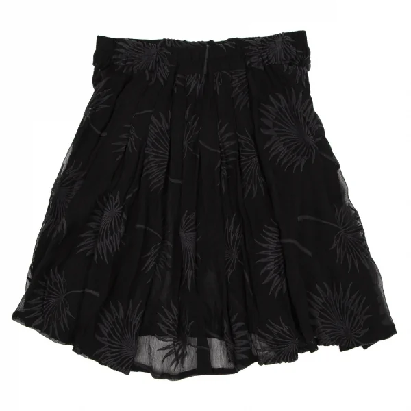 アンドゥムルメステールANN DEMEULEMEESTER ボタニカルエンブロイダリーシースルースカート 黒36 K-108050_012