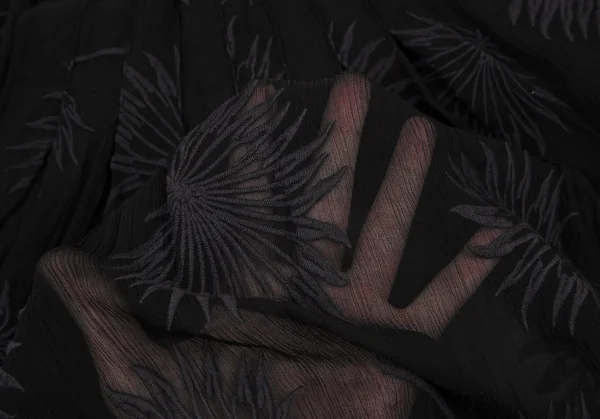 アンドゥムルメステールANN DEMEULEMEESTER ボタニカルエンブロイダリーシースルースカート 黒36 K-108050_014