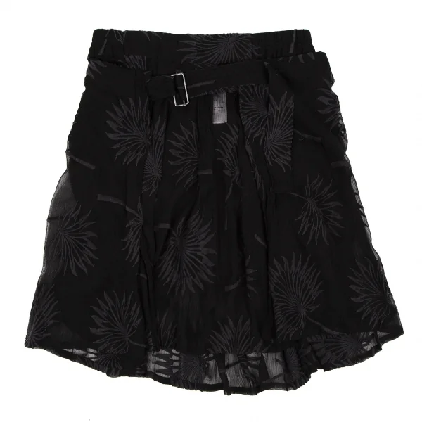 アンドゥムルメステールANN DEMEULEMEESTER ボタニカルエンブロイダリーシースルースカート 黒36 K-108050_002