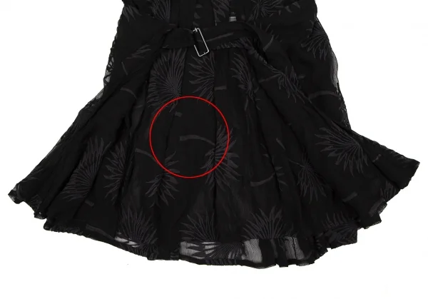 アンドゥムルメステールANN DEMEULEMEESTER ボタニカルエンブロイダリーシースルースカート 黒36 K-108050_008